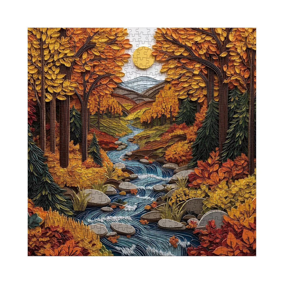 BBOLDIN Fall Landscape Puzzle – 1000-Piece Autumn Forest Jigsaw with Poster