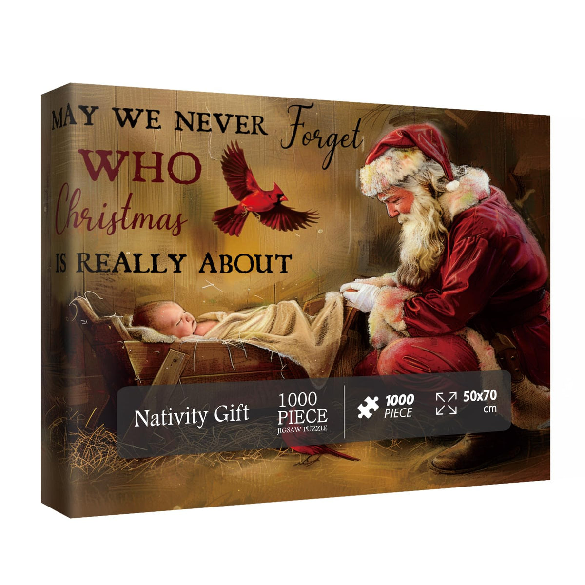 BBOLDIN Christmas Jesus Nativity Puzzle 1000 Pieces – Santa Claus Jigsaw, 50x70 cm