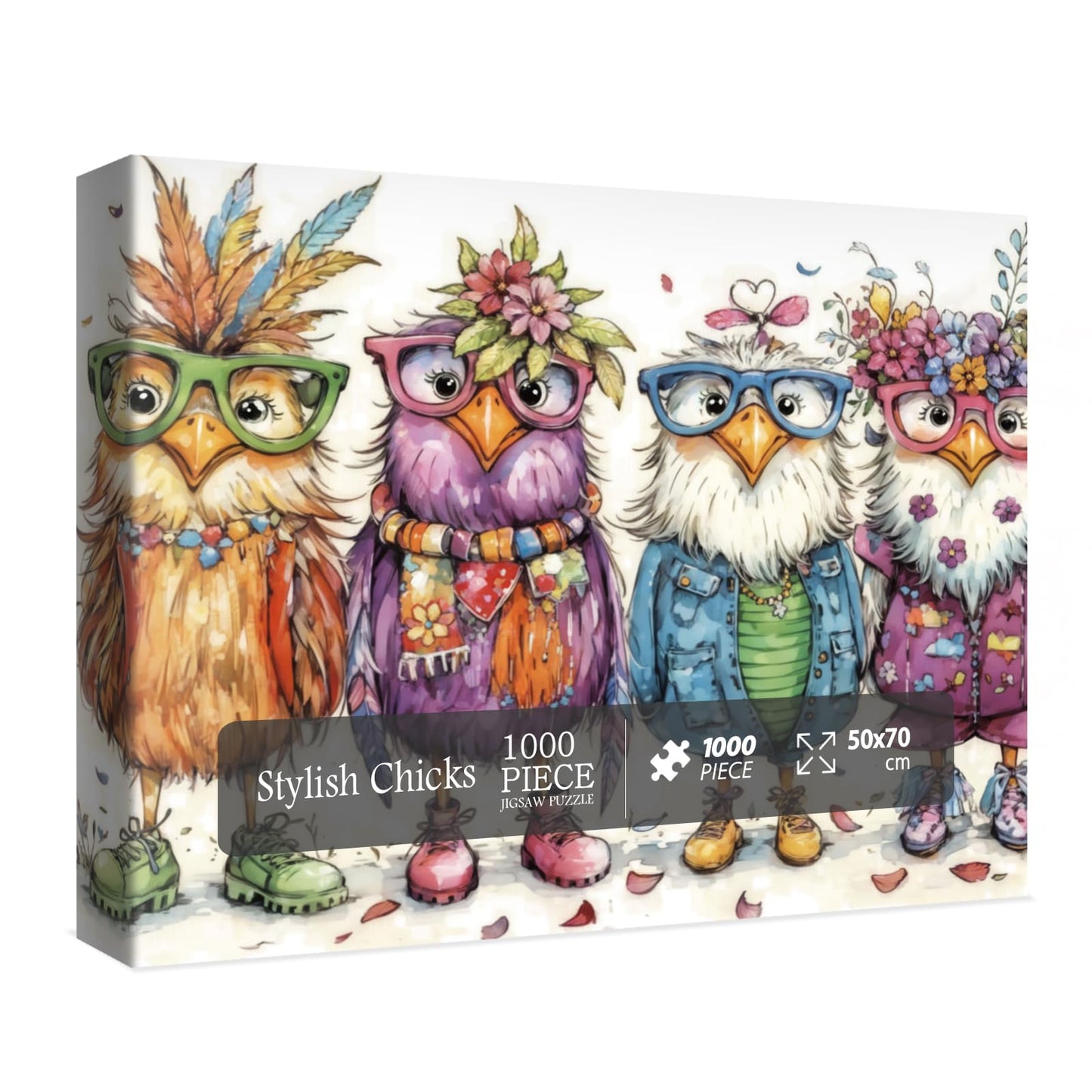 BBOLDIN Colorful Chicken Puzzles – 1000-Piece Jigsaw for Adults, Cute Bird Art