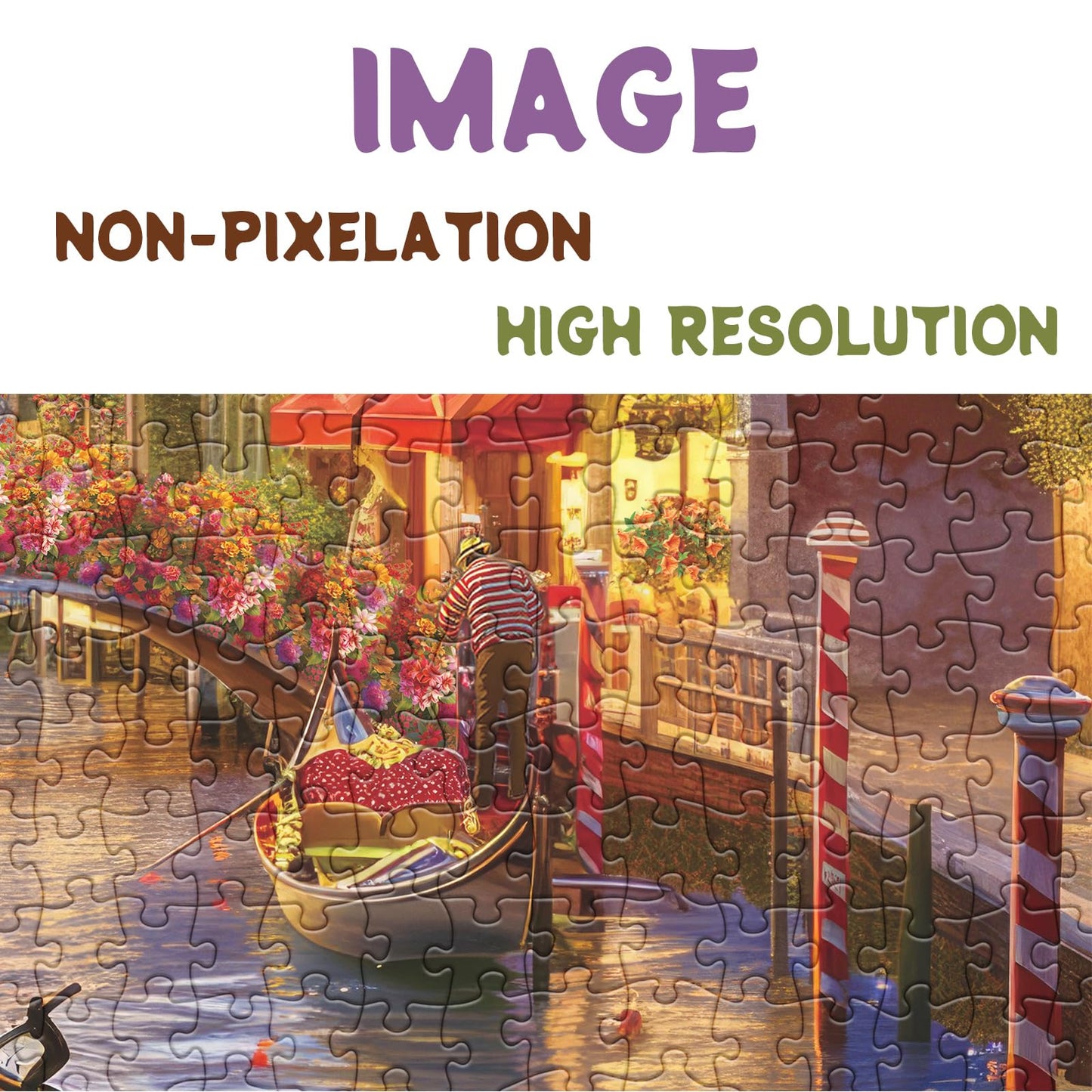 BBOLDIN Italy Venice Landscape 1000-Piece Puzzle – Colorful Sunset Canal Scene for Adults