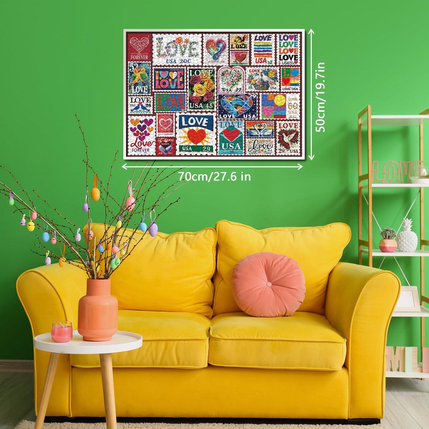 BBOLDIN Love Heart Stamps 1000-Piece Puzzle – Colorful Valentines Collage for Gifting