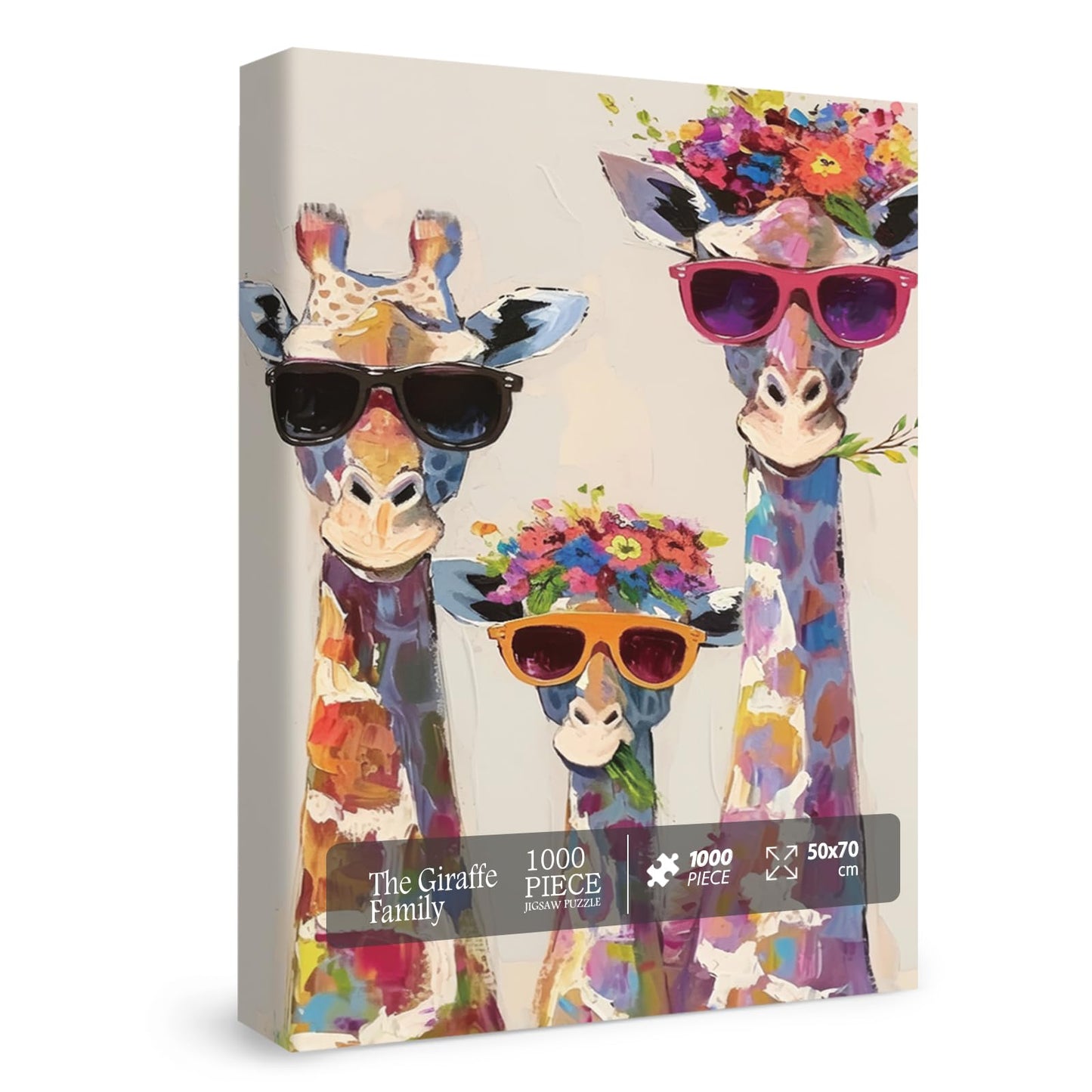 BBOLDIN Cool Giraffe Family Puzzles for Adults – 1000-Piece Jigsaw, Funny Wildlife Art