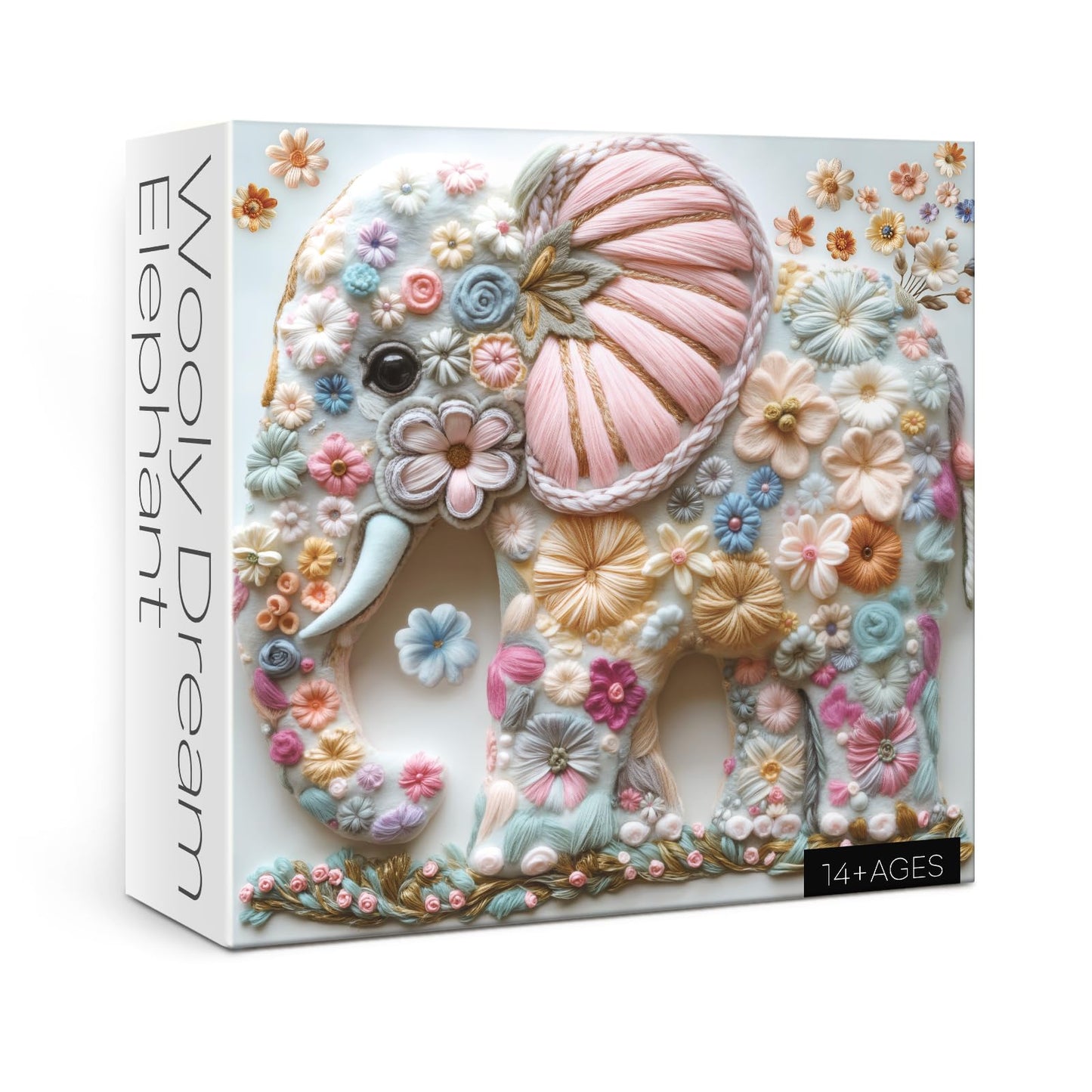 BBOLDIN Cute Elephant Puzzles for Adults | 1000-Piece Pink Floral Jigsaw with Embroidered Elephant Design