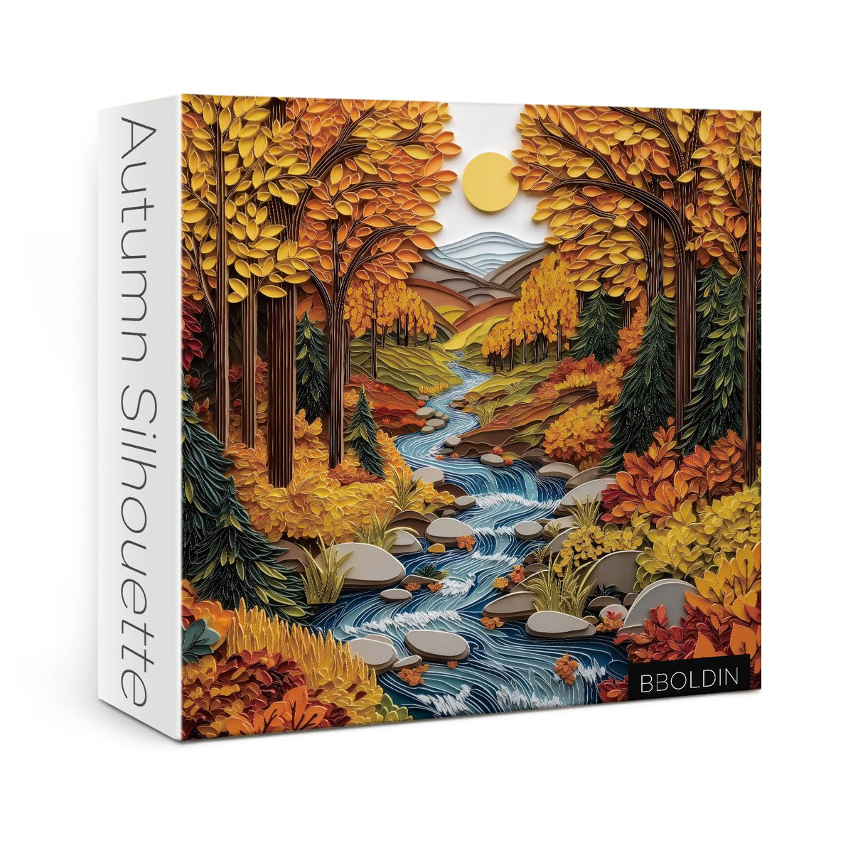 BBOLDIN Fall Landscape Puzzle – 1000-Piece Autumn Forest Jigsaw with Poster