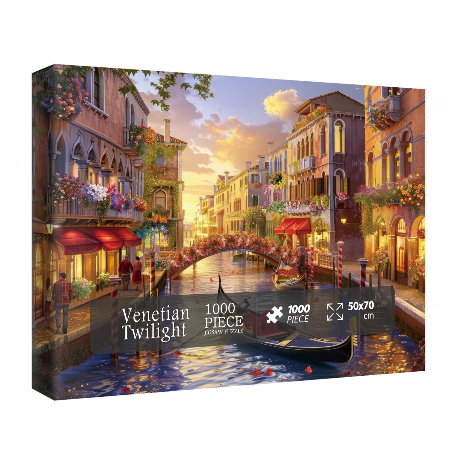 BBOLDIN Italy Venice Landscape 1000-Piece Puzzle – Colorful Sunset Canal Scene for Adults