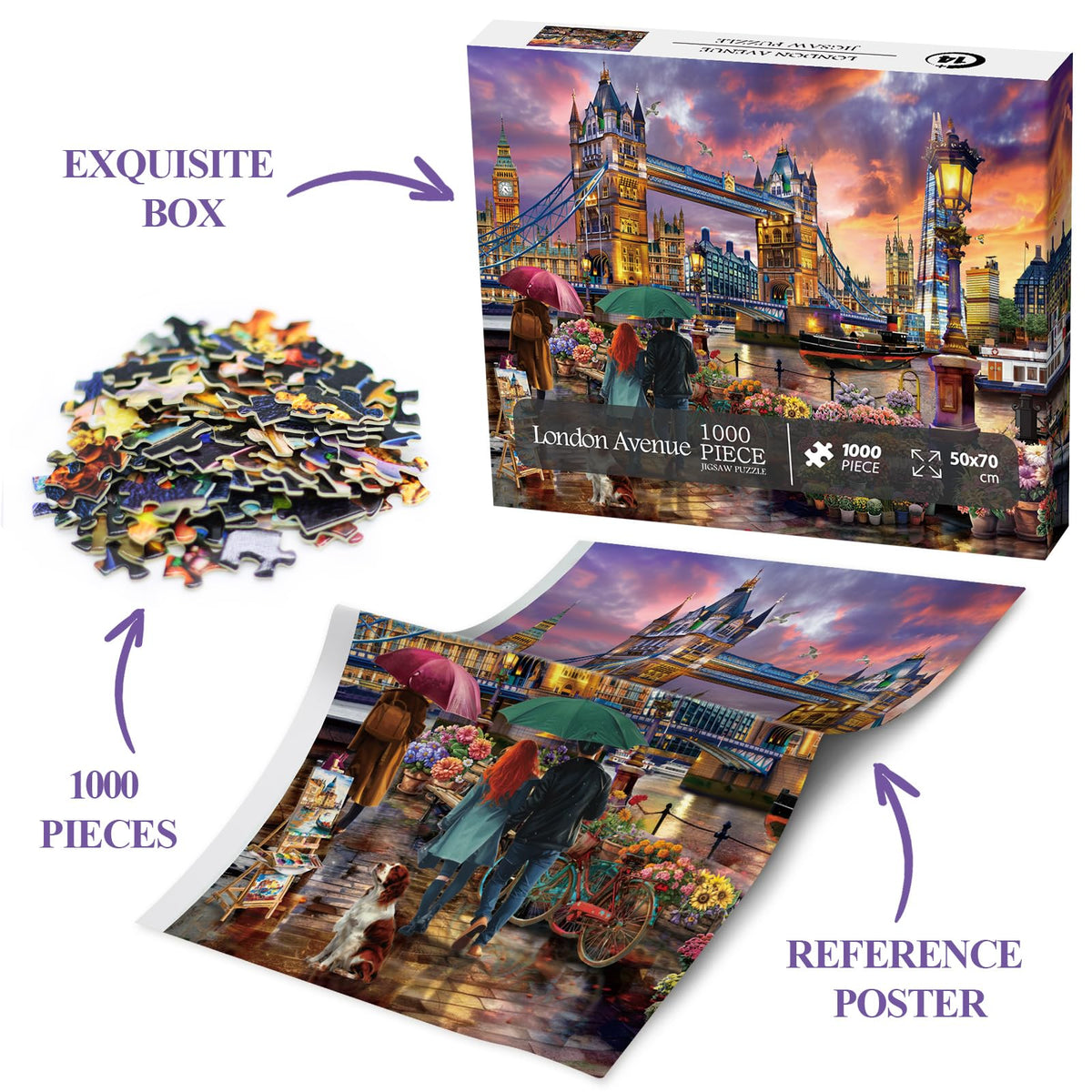 BBOLDIN London Sunset Landscape Puzzle – 1000 Pieces for Adults