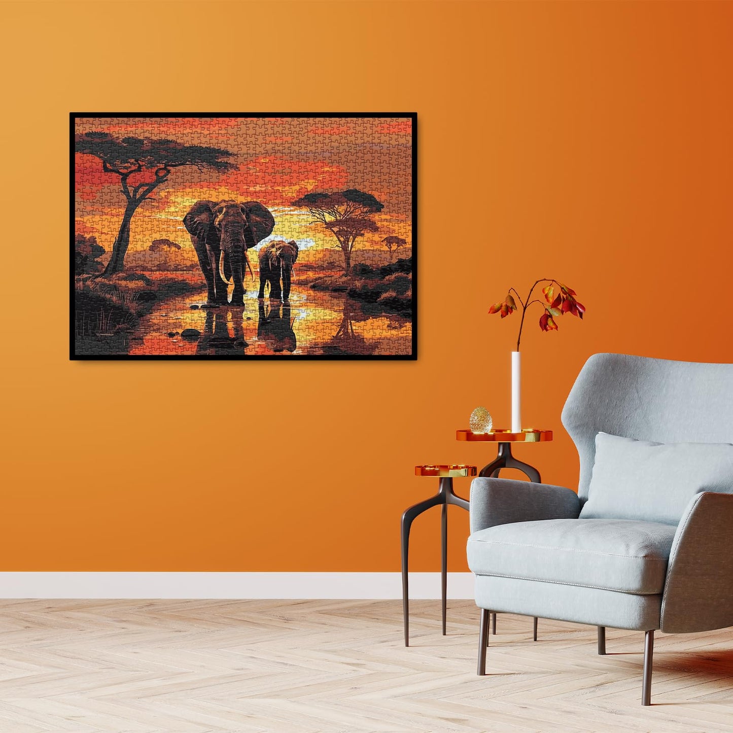 BBOLDIN Sunset Elephant 1000-Piece Puzzle for Adults – Nature Wildlife Jigsaw