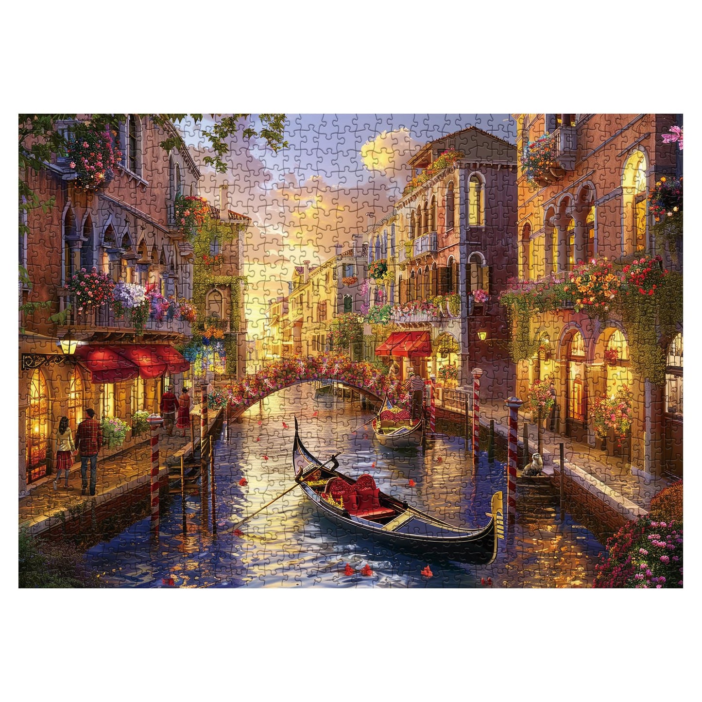 BBOLDIN Italy Venice Landscape 1000-Piece Puzzle – Colorful Sunset Canal Scene for Adults