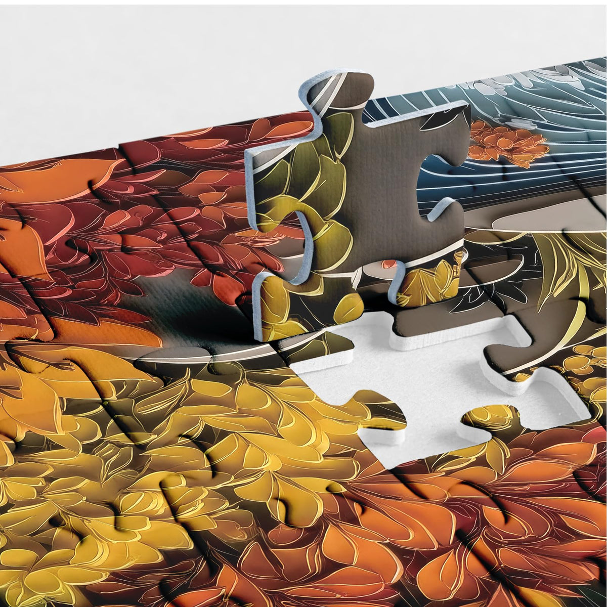 BBOLDIN Fall Landscape Puzzle – 1000-Piece Autumn Forest Jigsaw with Poster