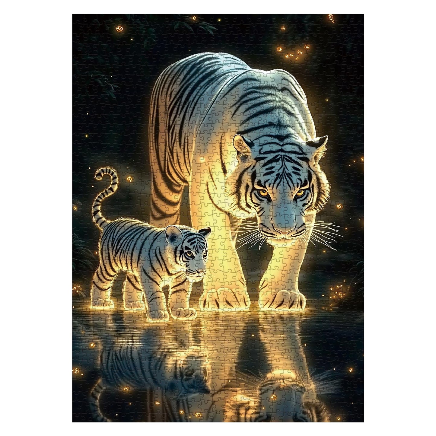 BBOLDIN White Tiger Family Puzzle – 1000-Piece Wildlife Jigsaw for Adults