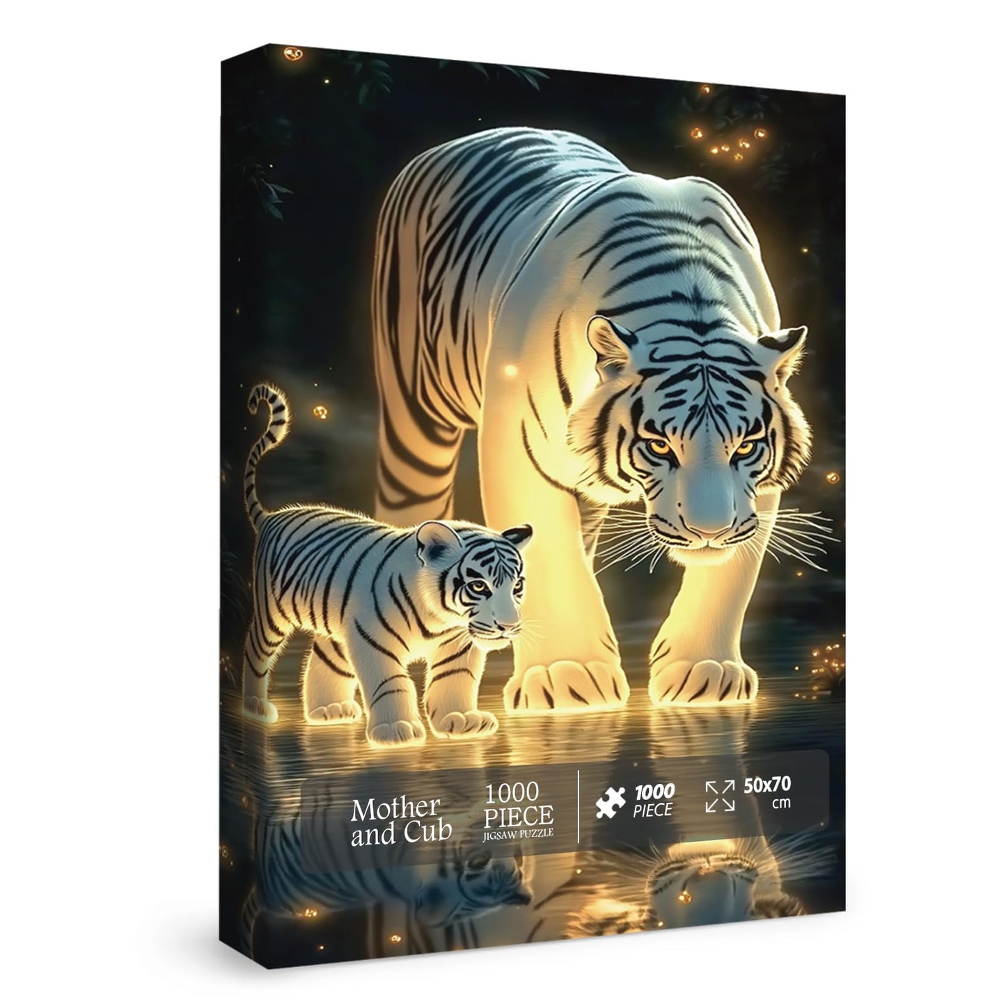 BBOLDIN White Tiger Family Puzzle – 1000-Piece Wildlife Jigsaw for Adults