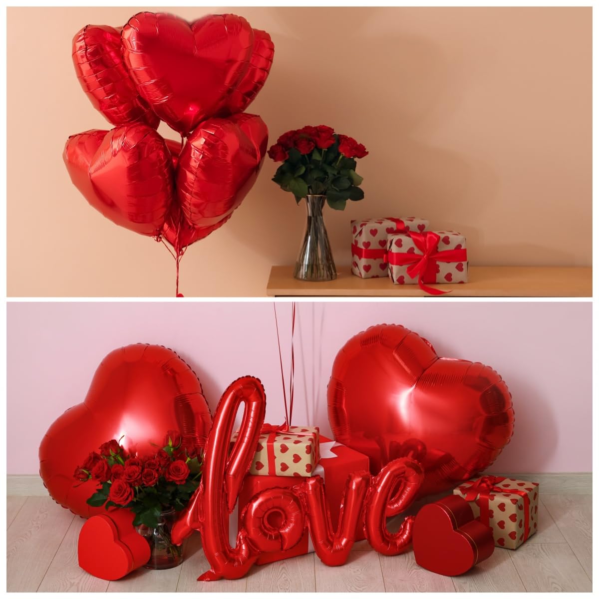 BBPOOL 12Pcs Pink Heart Balloons – 18in Foil Hearts for Valentines Day, Weddings, Birthdays