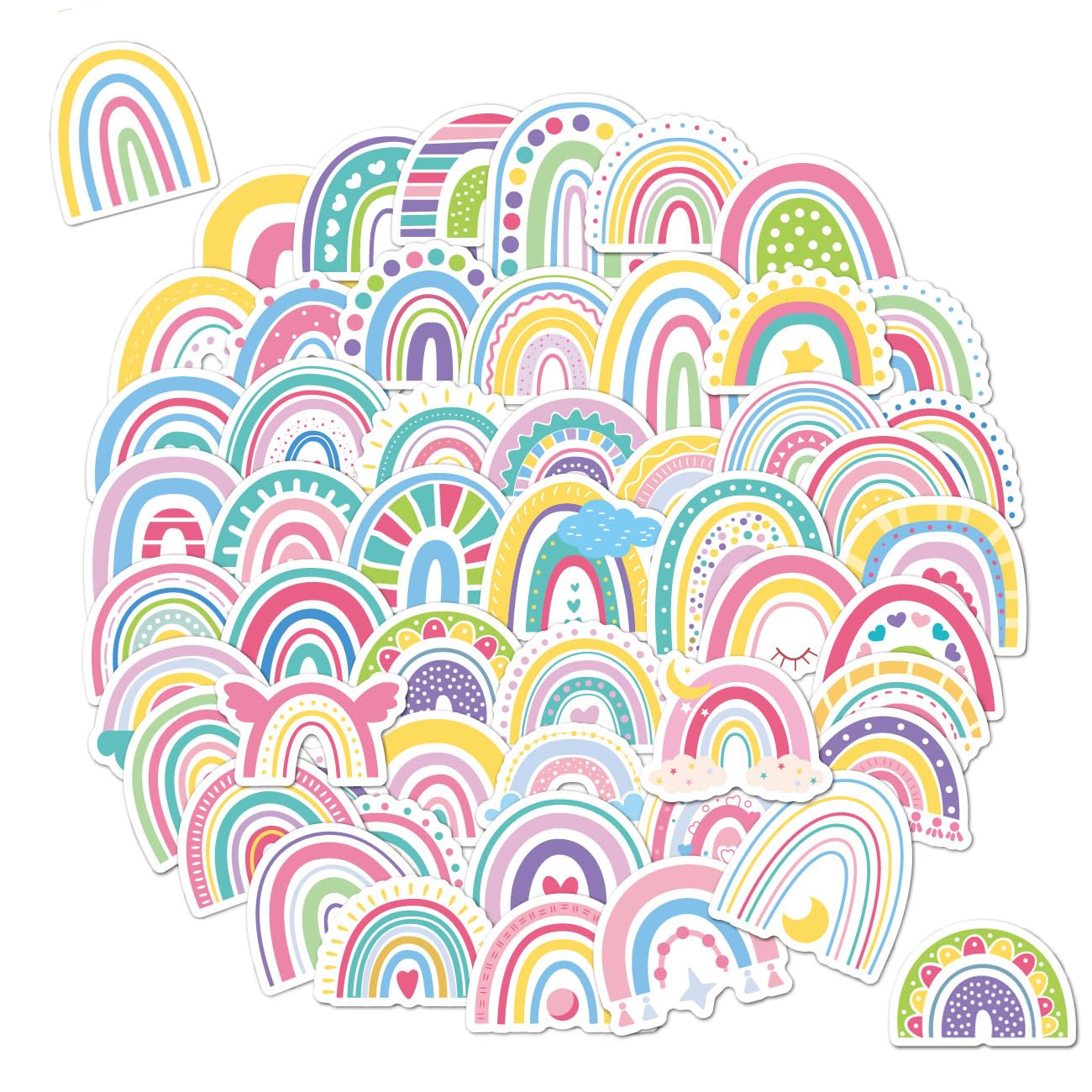 BBPOOL 100pcs Boho Rainbow Stickers – Waterproof Vinyl for Water Bottles, Laptops & Notebooks