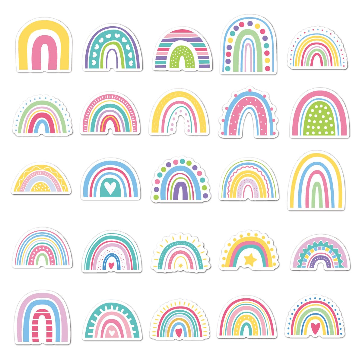 BBPOOL 100pcs Boho Rainbow Stickers – Waterproof Vinyl for Water Bottles, Laptops & Notebooks