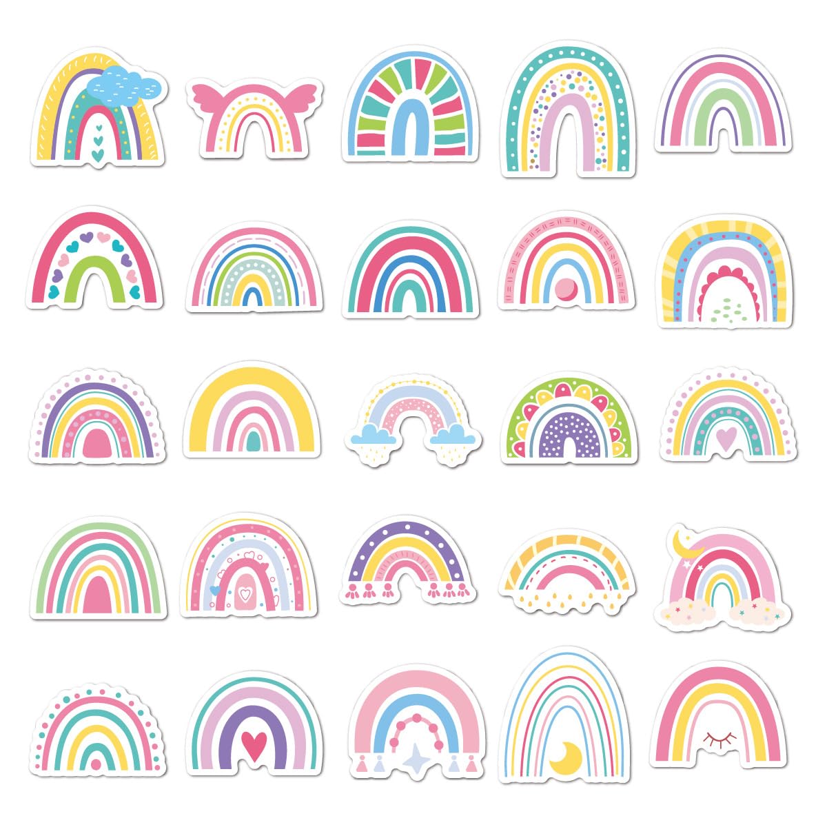 BBPOOL 100pcs Boho Rainbow Stickers – Waterproof Vinyl for Water Bottles, Laptops & Notebooks