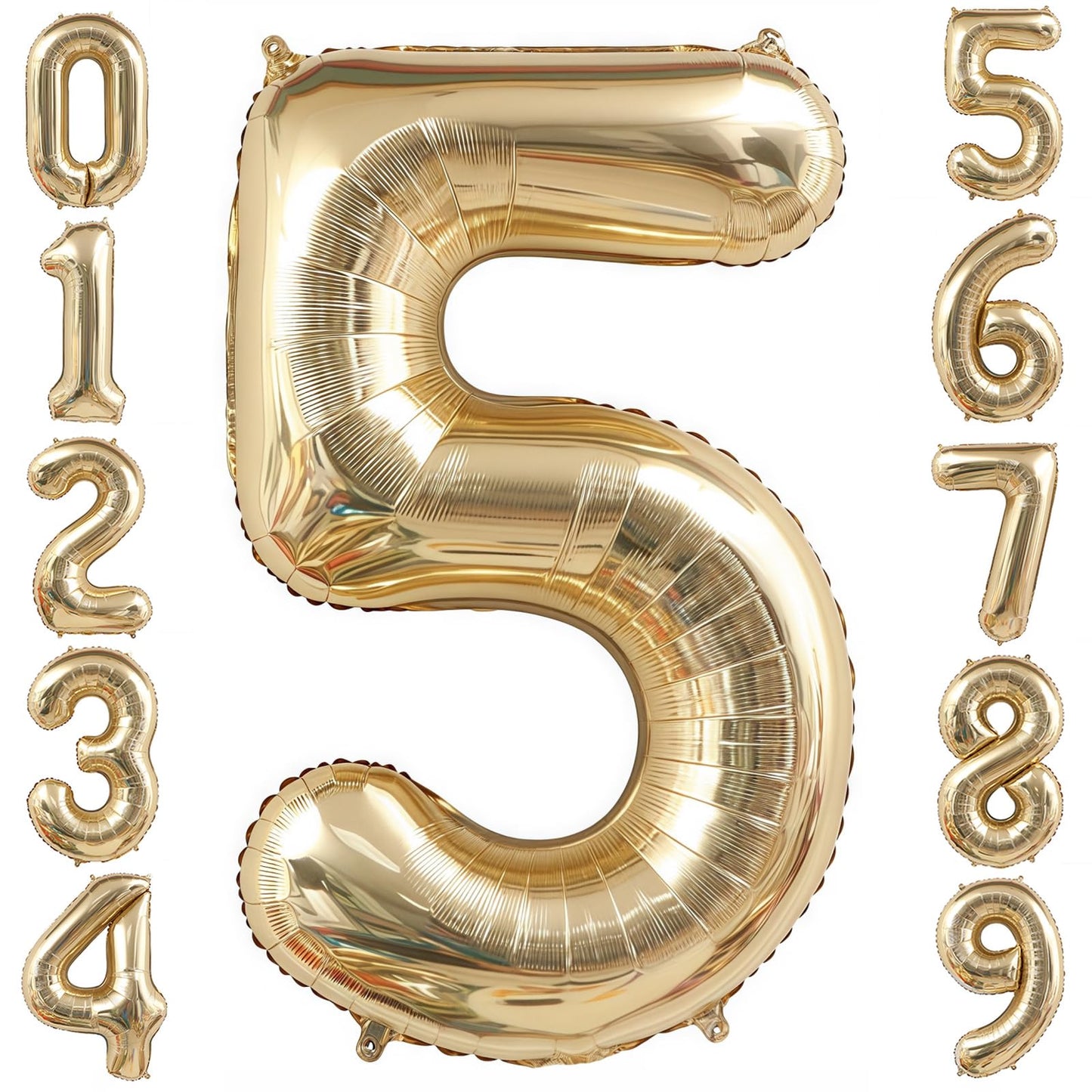 BBPOOL Champagne Gold 40in Number 5 Balloon – Large Foil Mylar Birthday Party Decor