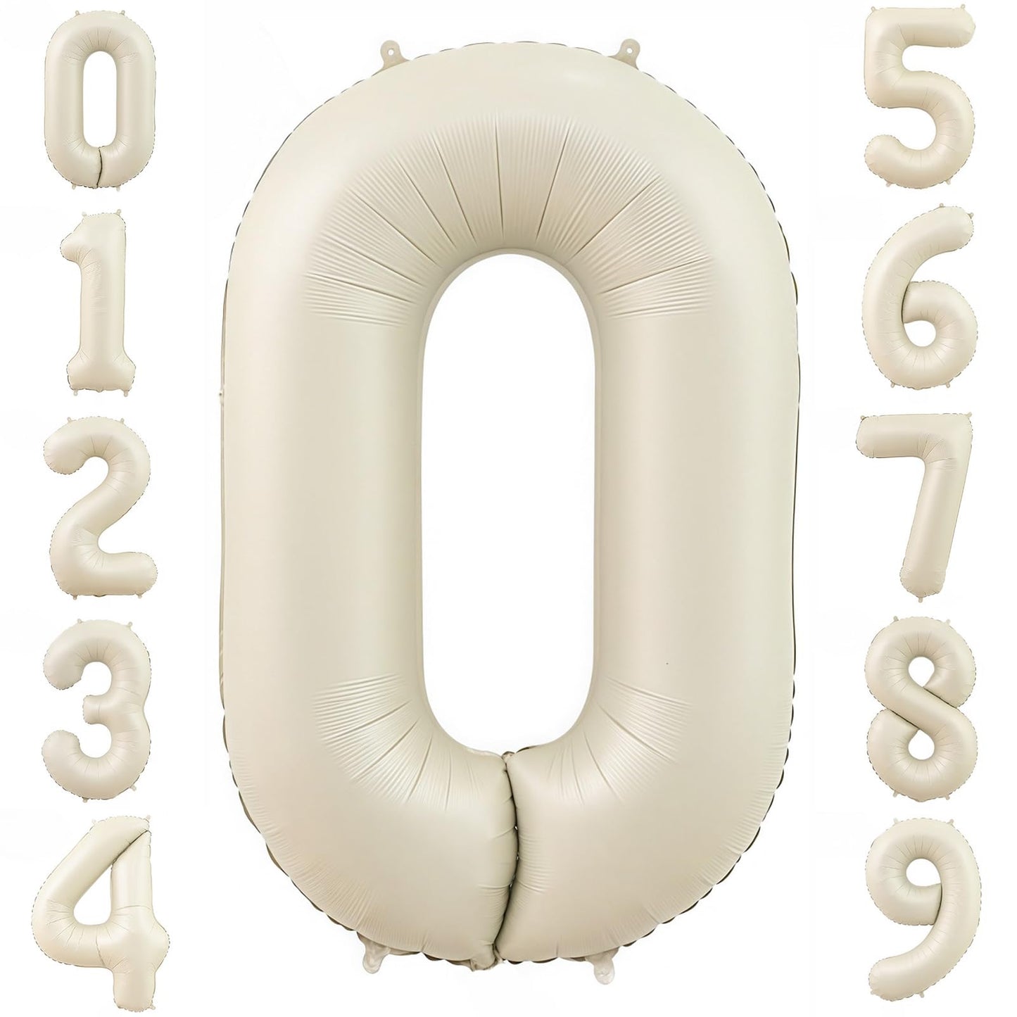 BBPOOL Cream 0 Balloon – 40-Inch Cream White Mylar Number 0 Balloon for Birthday Parties (Helium or Air Fill)