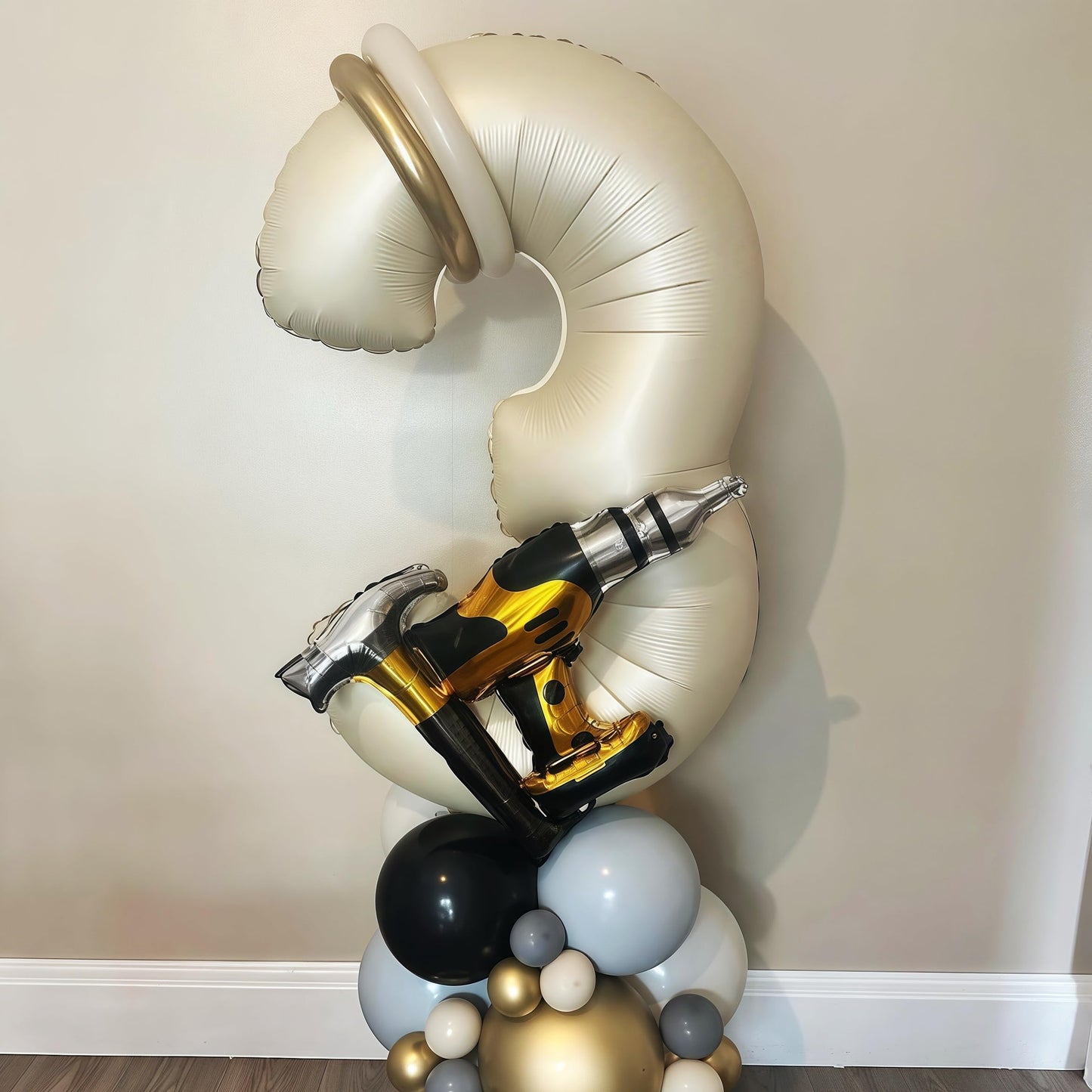 BBPOOL Cream 0 Balloon – 40-Inch Cream White Mylar Number 0 Balloon for Birthday Parties (Helium or Air Fill)
