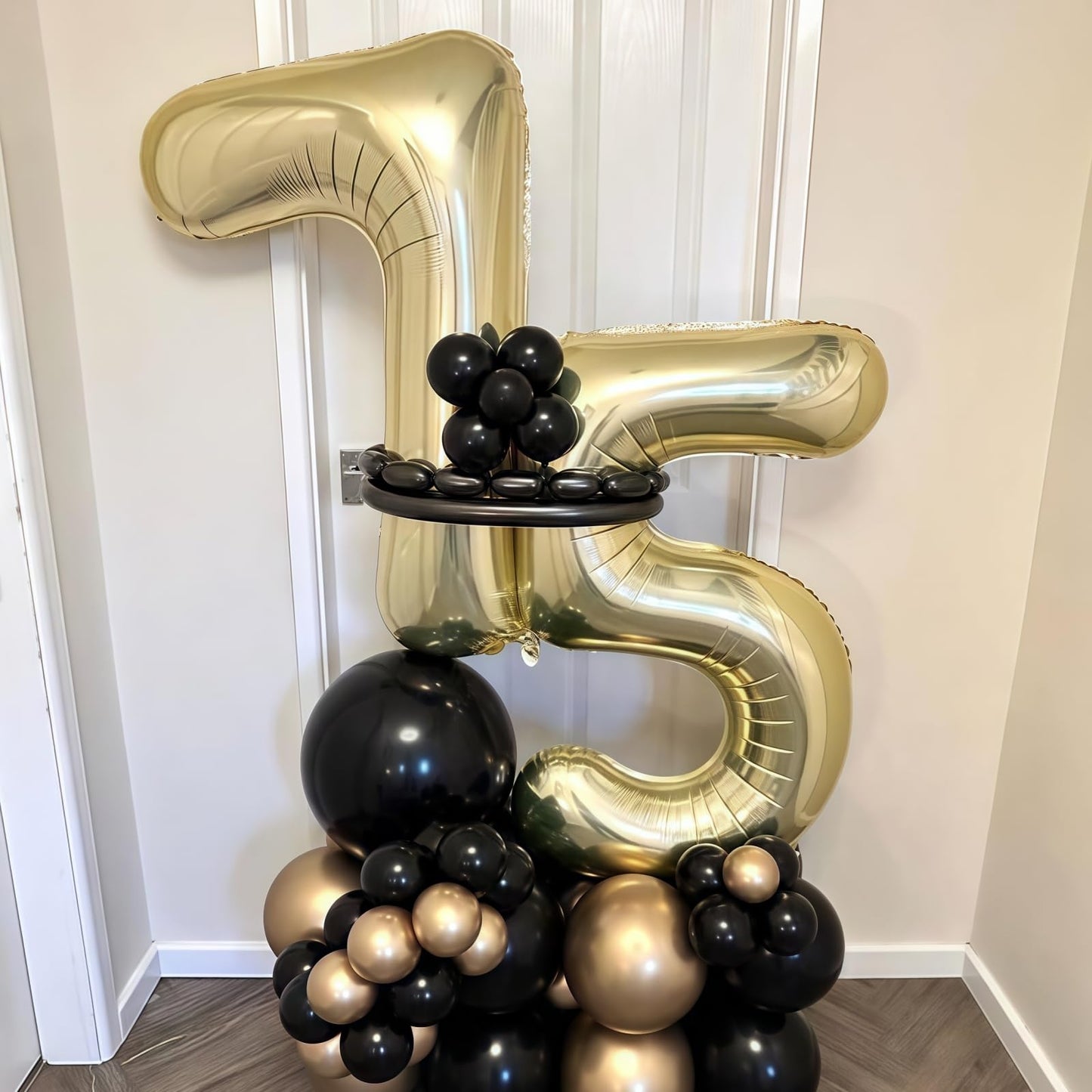 BBPOOL Champagne Gold 40in Number 5 Balloon – Large Foil Mylar Birthday Party Decor