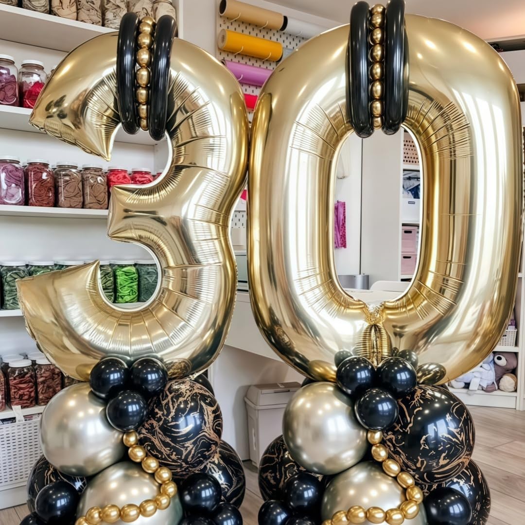 BBPOOL Champagne Gold 40in Number 5 Balloon – Large Foil Mylar Birthday Party Decor