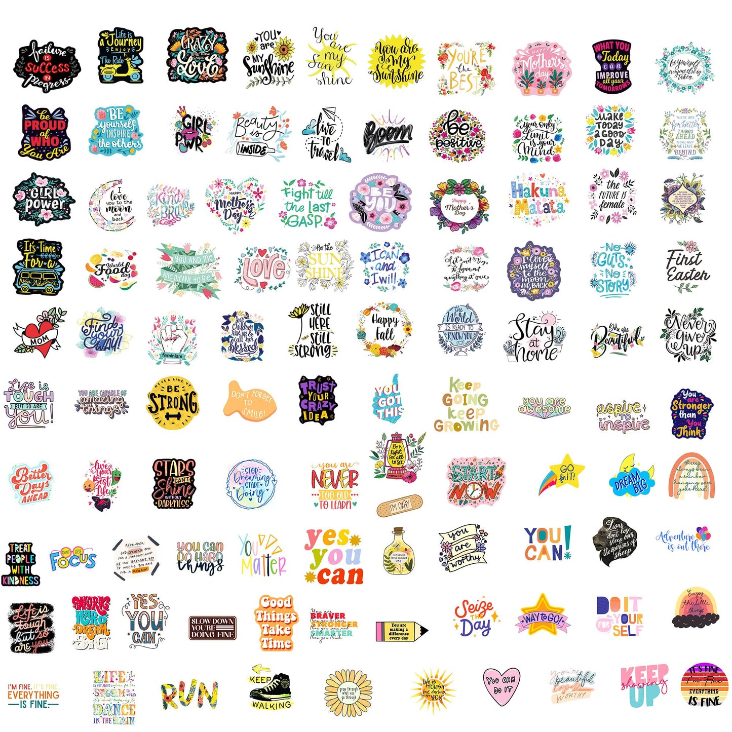 BBPOOL Inspirational Stickers – 100Pcs Waterproof Motivational Quotes