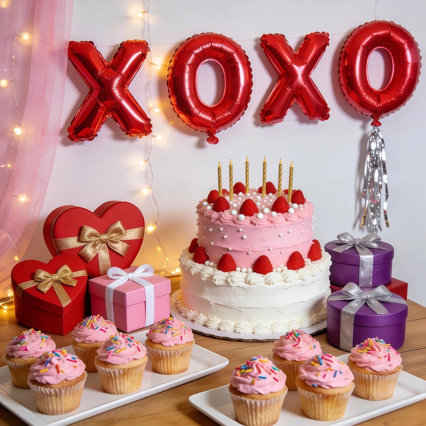 BBPOOL 6pcs XOXO Red Heart Balloons – 16in XOXO Letters & 18in Hearts Foil Banner for Valentines