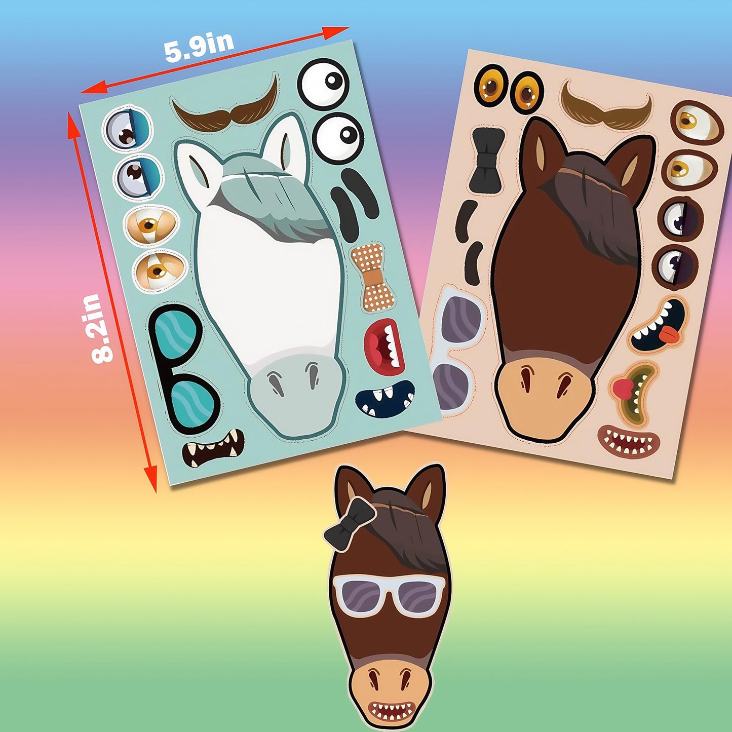 BBPOOL 36 Sheet Horse Face Stickers for Kids – Party Favors & Classroom Activities