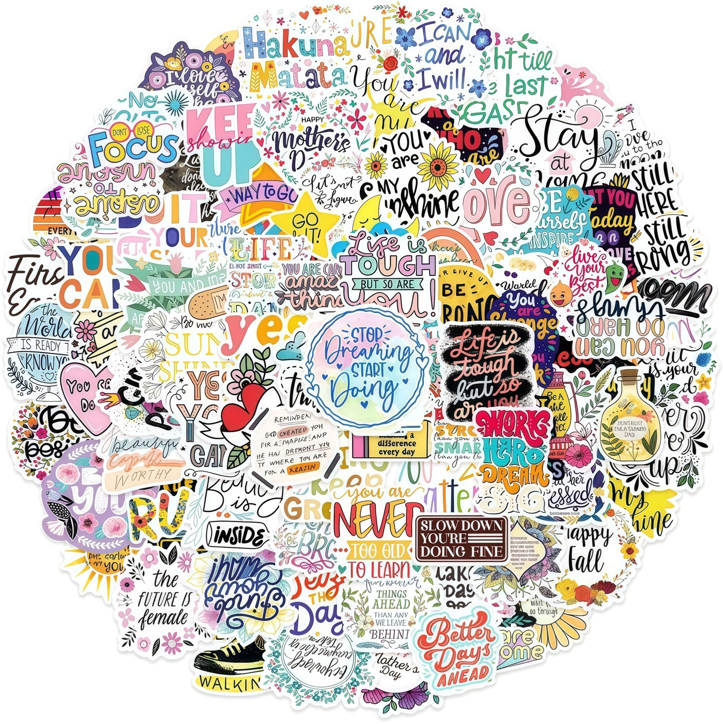 BBPOOL Inspirational Stickers – 100Pcs Waterproof Motivational Quotes