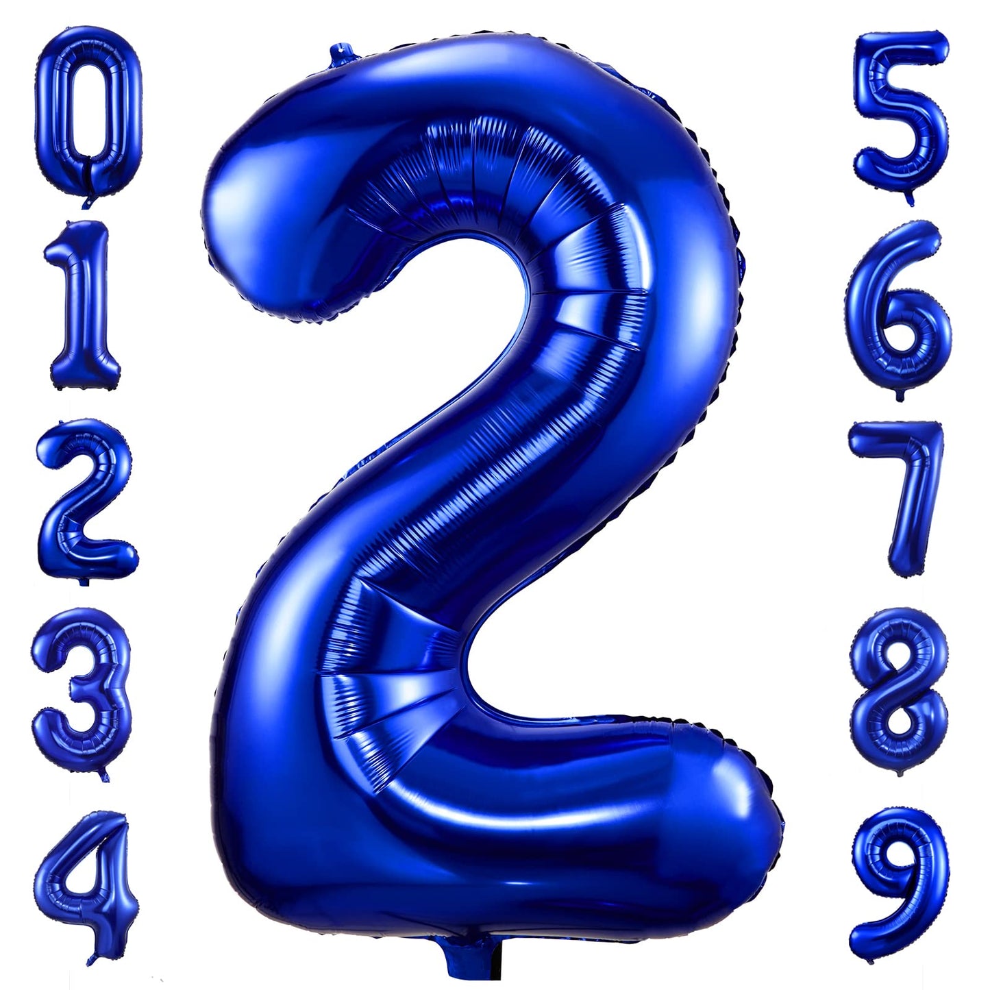 BBPOOL Navy Blue Number 2 Balloon – 40 Inch Foil Birthday Decor