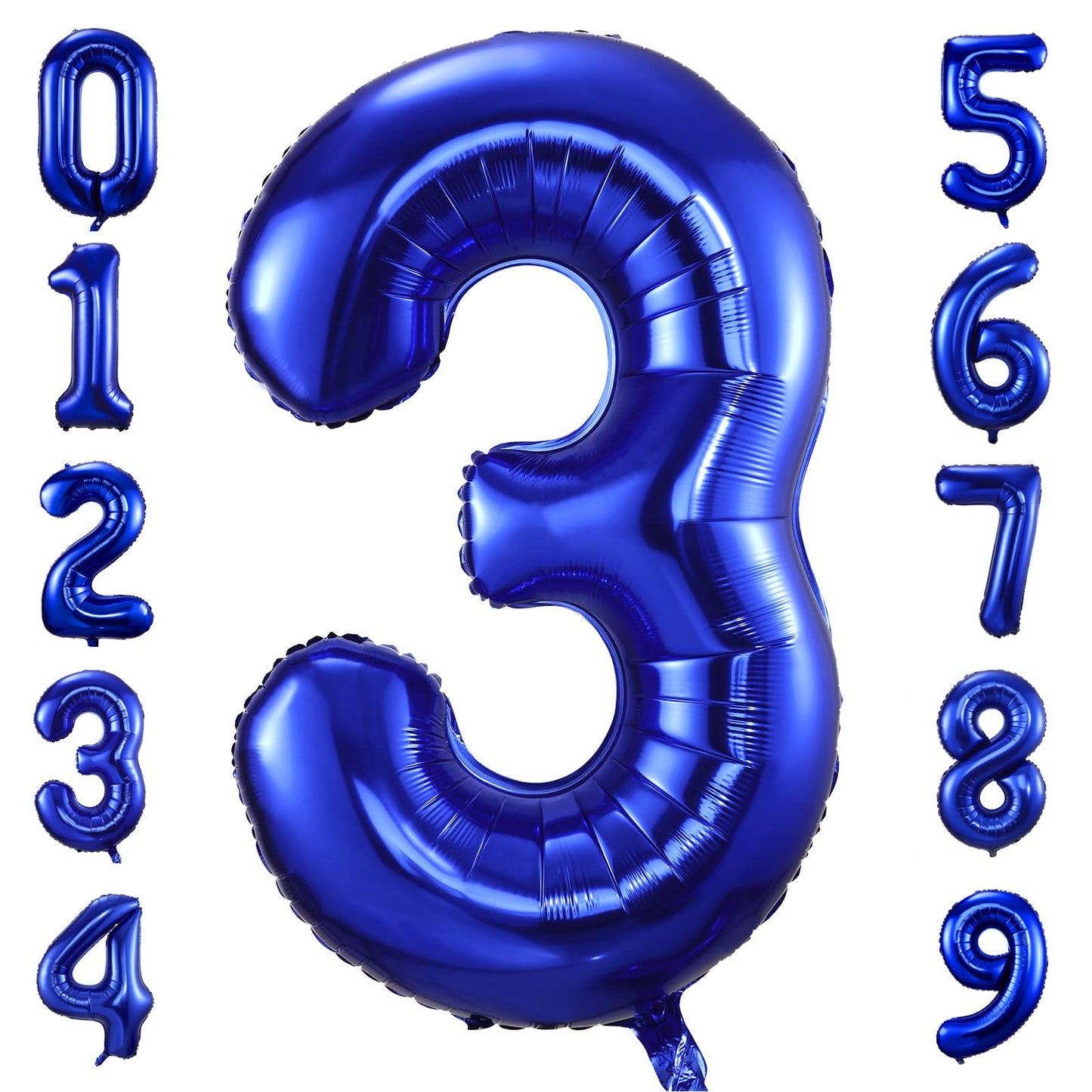 BBPOOL Navy Blue 40-Inch Number 3 Foil Balloon – Large Mylar Birthday & Party Decor