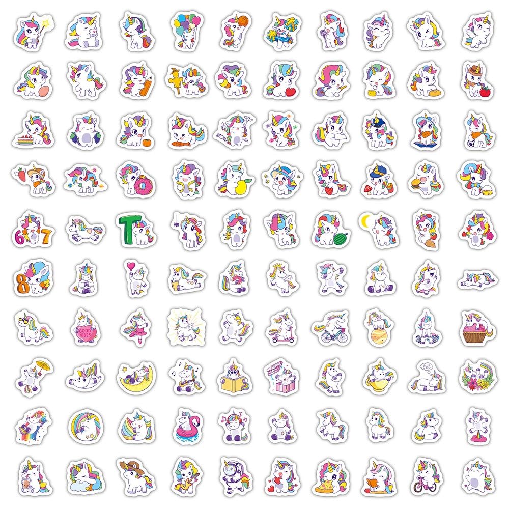 BBPOOL 100pcs Unicorn Stickers – Waterproof Vinyl for Water Bottles, Laptops & Notebooks