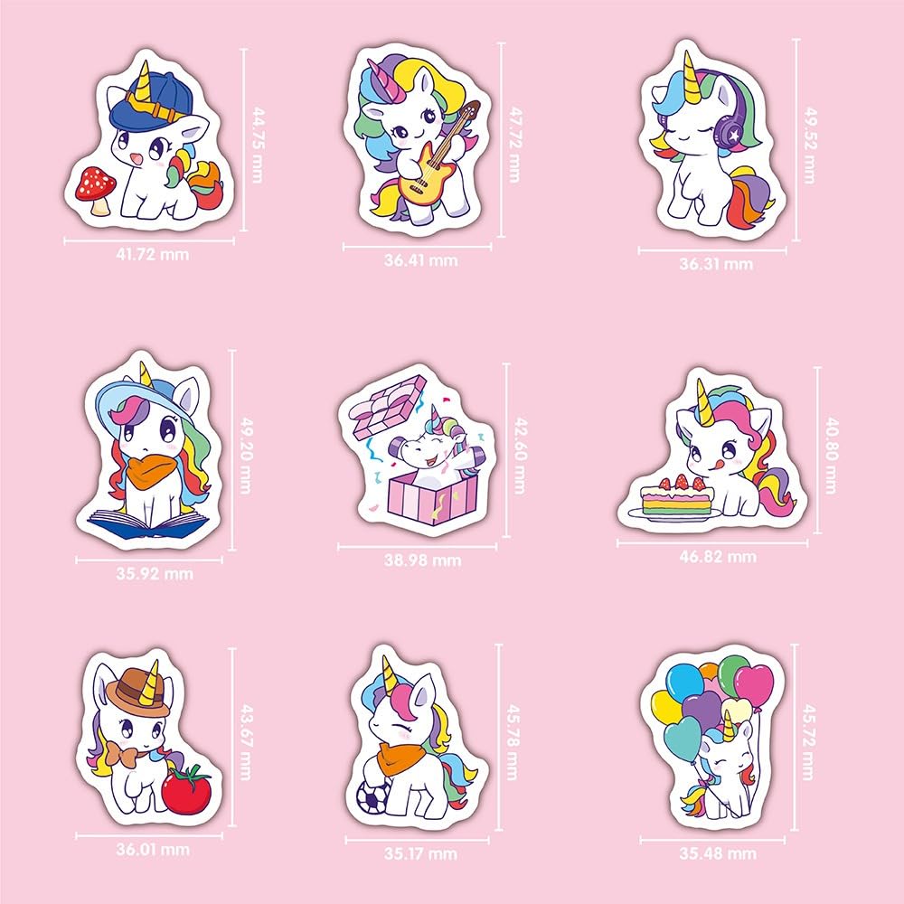 BBPOOL 100pcs Unicorn Stickers – Waterproof Vinyl for Water Bottles, Laptops & Notebooks