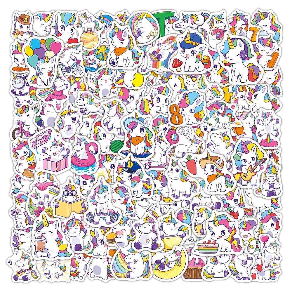 BBPOOL 100pcs Unicorn Stickers – Waterproof Vinyl for Water Bottles, Laptops & Notebooks