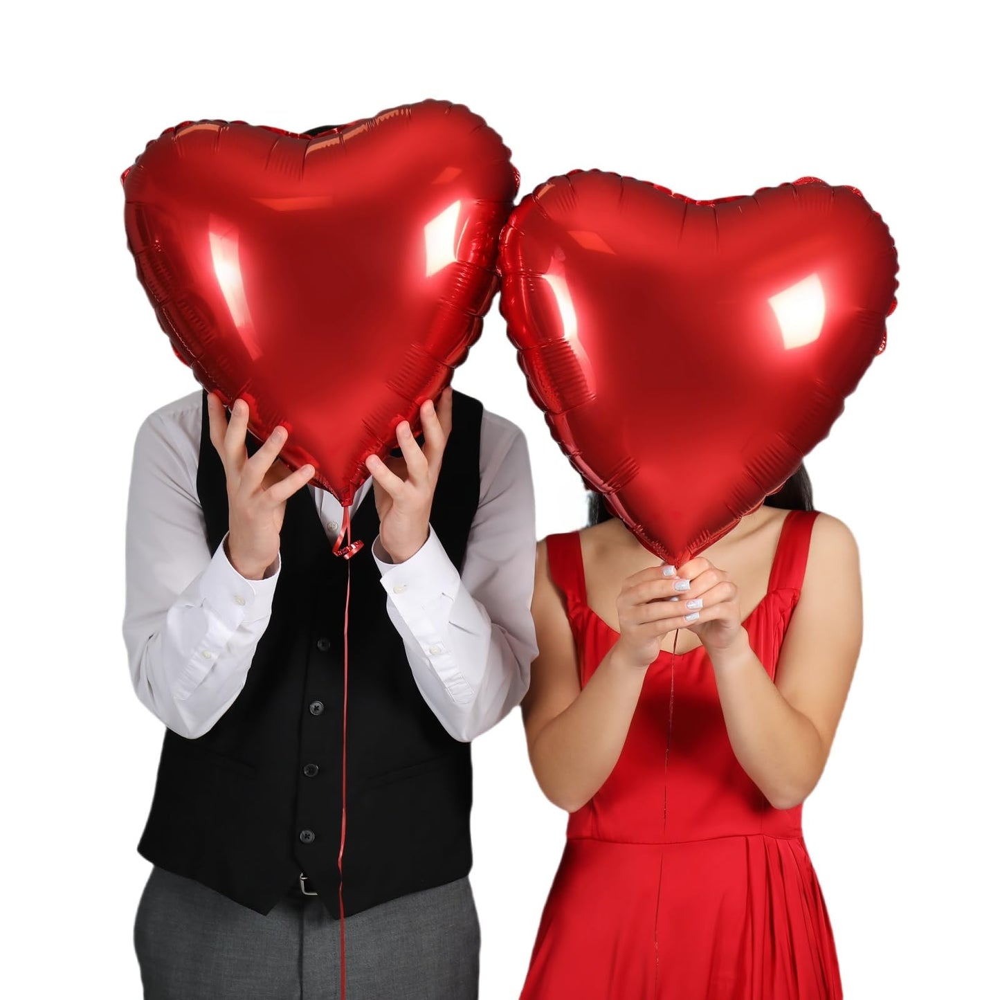 BBPOOL 12Pcs Pink Heart Balloons – 18in Foil Hearts for Valentines Day, Weddings, Birthdays