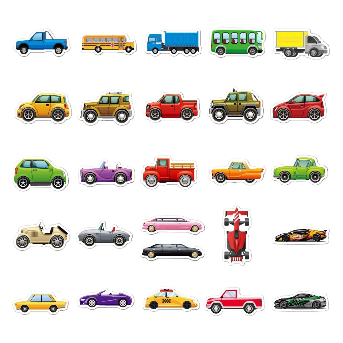 BBPOOL 100pcs Truck & Car Stickers – Waterproof Vinyl for Water Bottles, Laptops and Skateboards