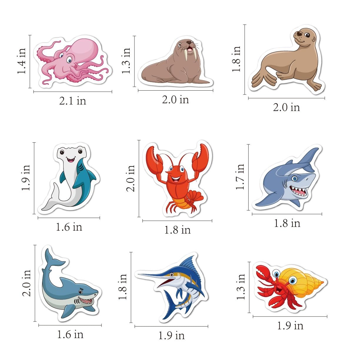 BBPOOL 100pcs Sea Animals Stickers – Waterproof Vinyl Ocean Stickers for Water Bottles, Notebooks & Laptops
