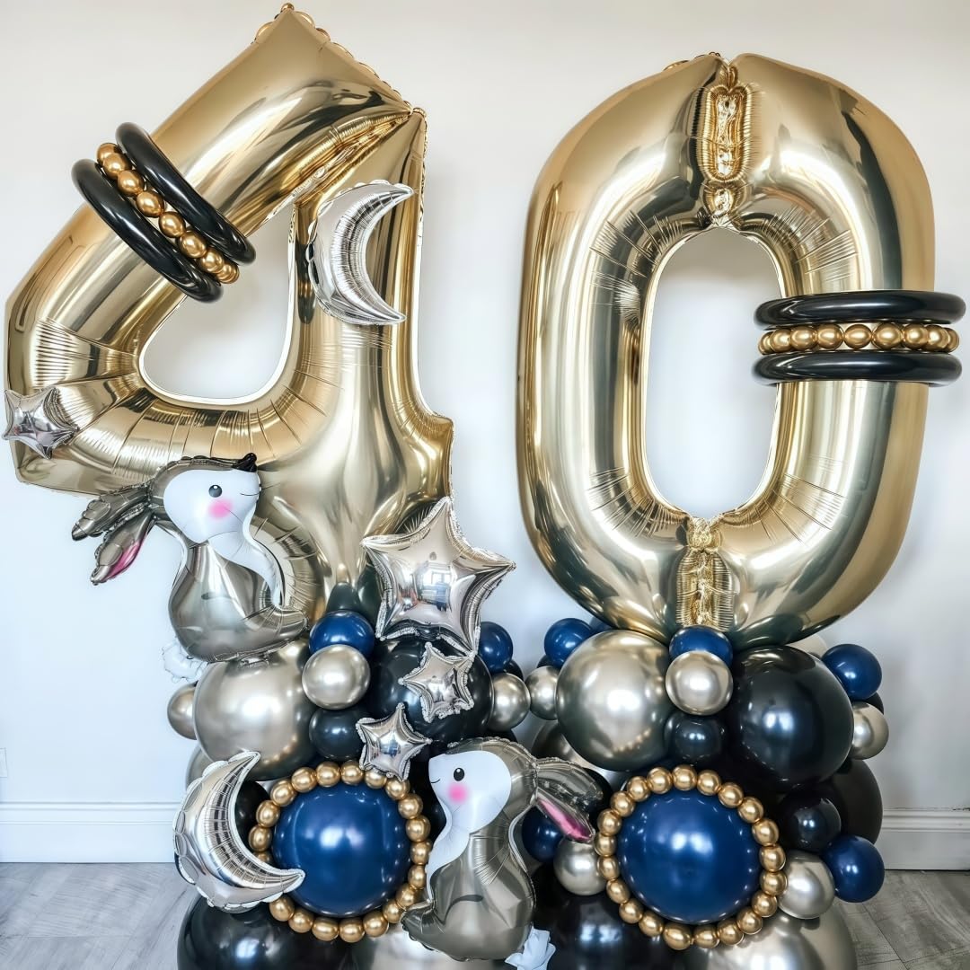 BBPOOL Champagne Gold 40in Number 5 Balloon – Large Foil Mylar Birthday Party Decor