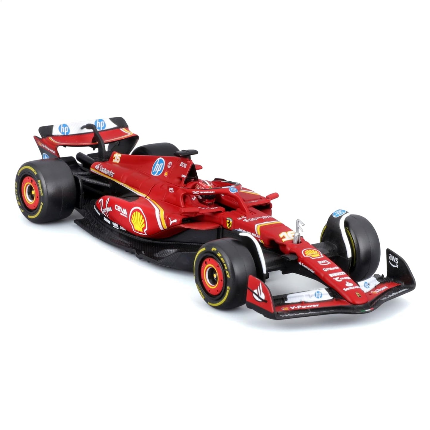 Bburago 1:43 Ferrari SF24 w/ Helmet (2024) – Leclerc #16 | Maisto Licensed Die-Cast
