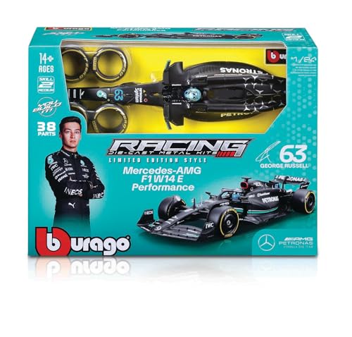 BBurago 1:24 2023 Mercedes W14 Model Kit with Helmet – George Russell #63