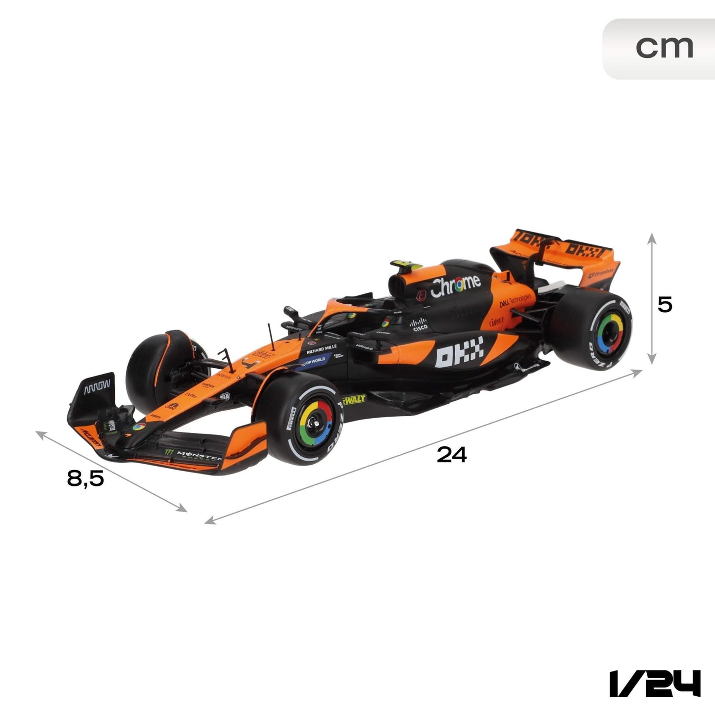 Bburago 1:24 2024 Race McLaren MCL38 with Norris #4 – Die-Cast Model Car
