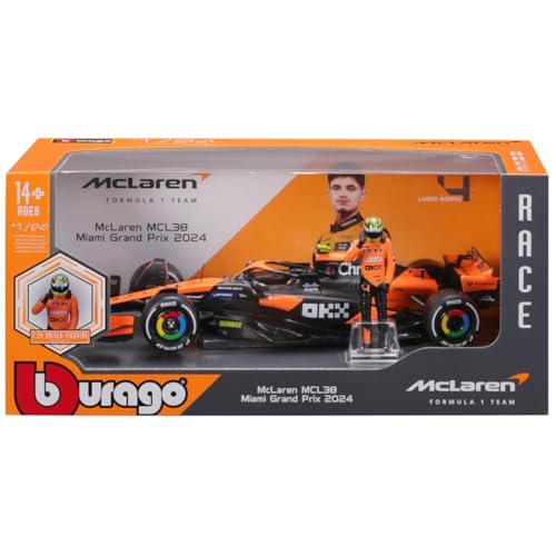 Bburago 1:24 2024 Race McLaren MCL38 with Norris #4 – Die-Cast Model Car