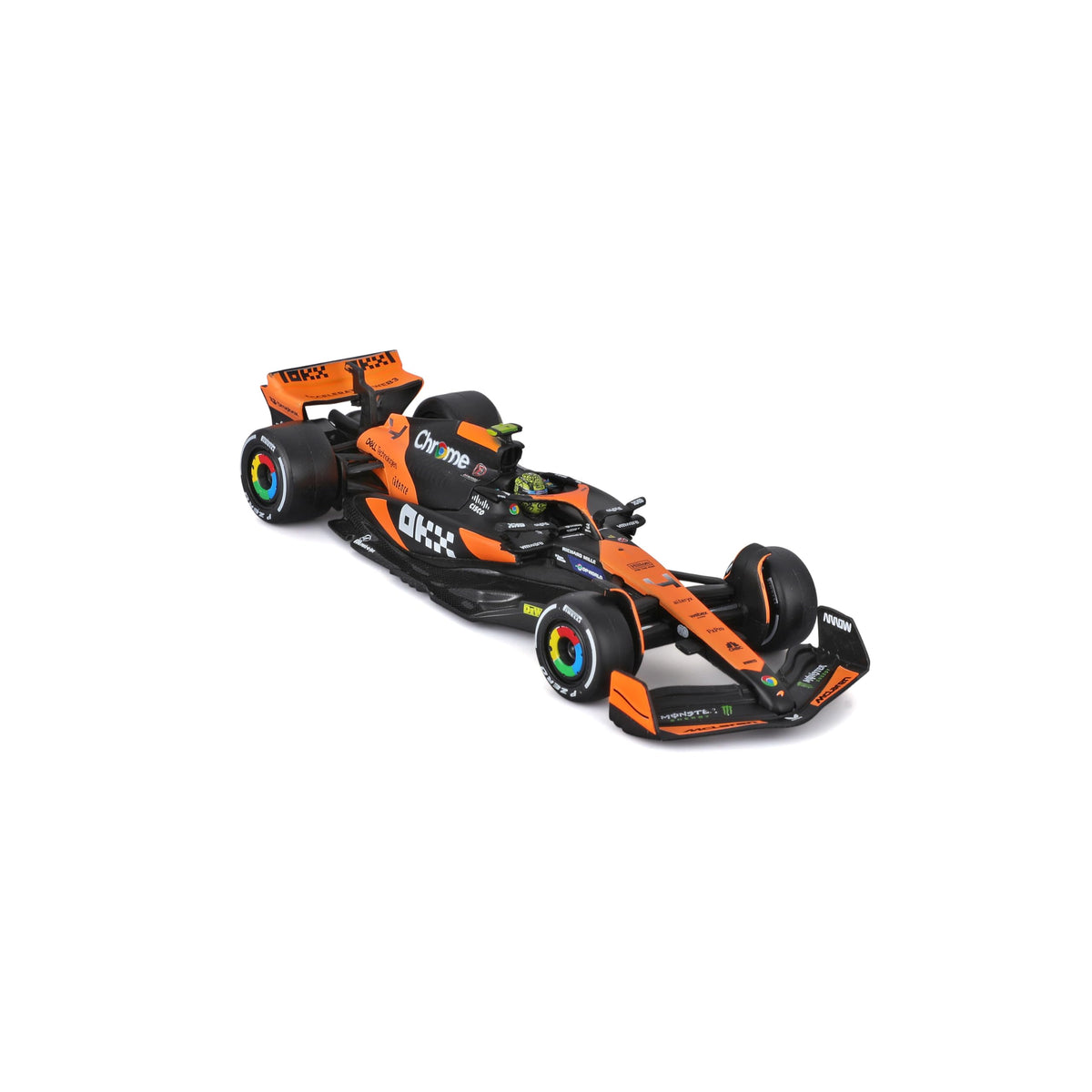 BBURAGO 1:43 2024 McLaren MCL38 Die-Cast Model – Norris #4 with Helmet