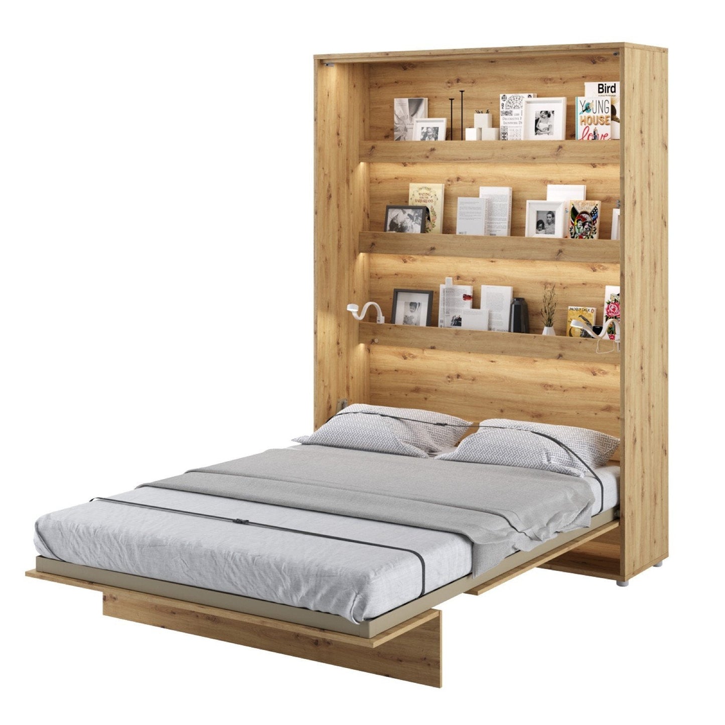 Vertical Folding Wall Bed – Double 140cm | Hidden Pull Down Bed with Gas Soft-Close & Locking System