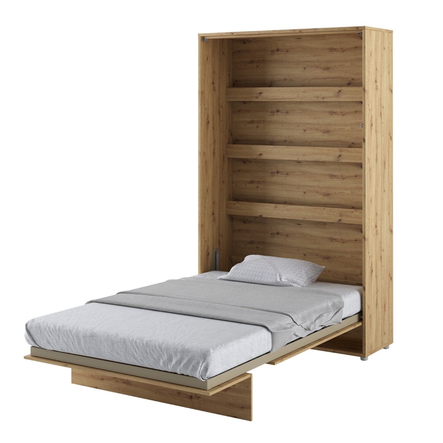 Vertical Folding Wall Bed – Small Double 120cm | Hidden Pull Down Bed with Gas Soft-Close & Locking System