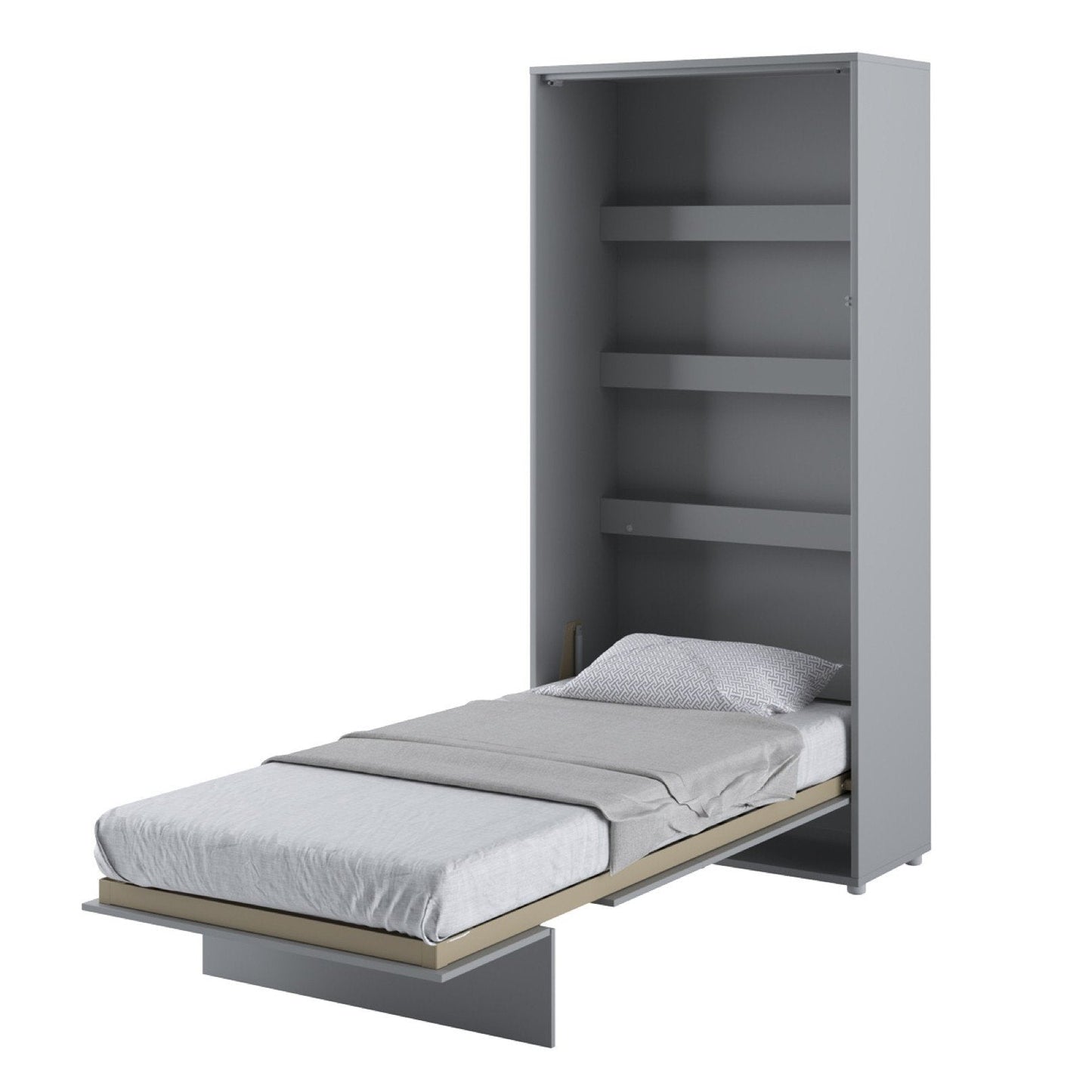 Vertical Folding Wall Bed – Single 90cm | Hidden Pull Down Bed with Gas Soft-Close & Locking System