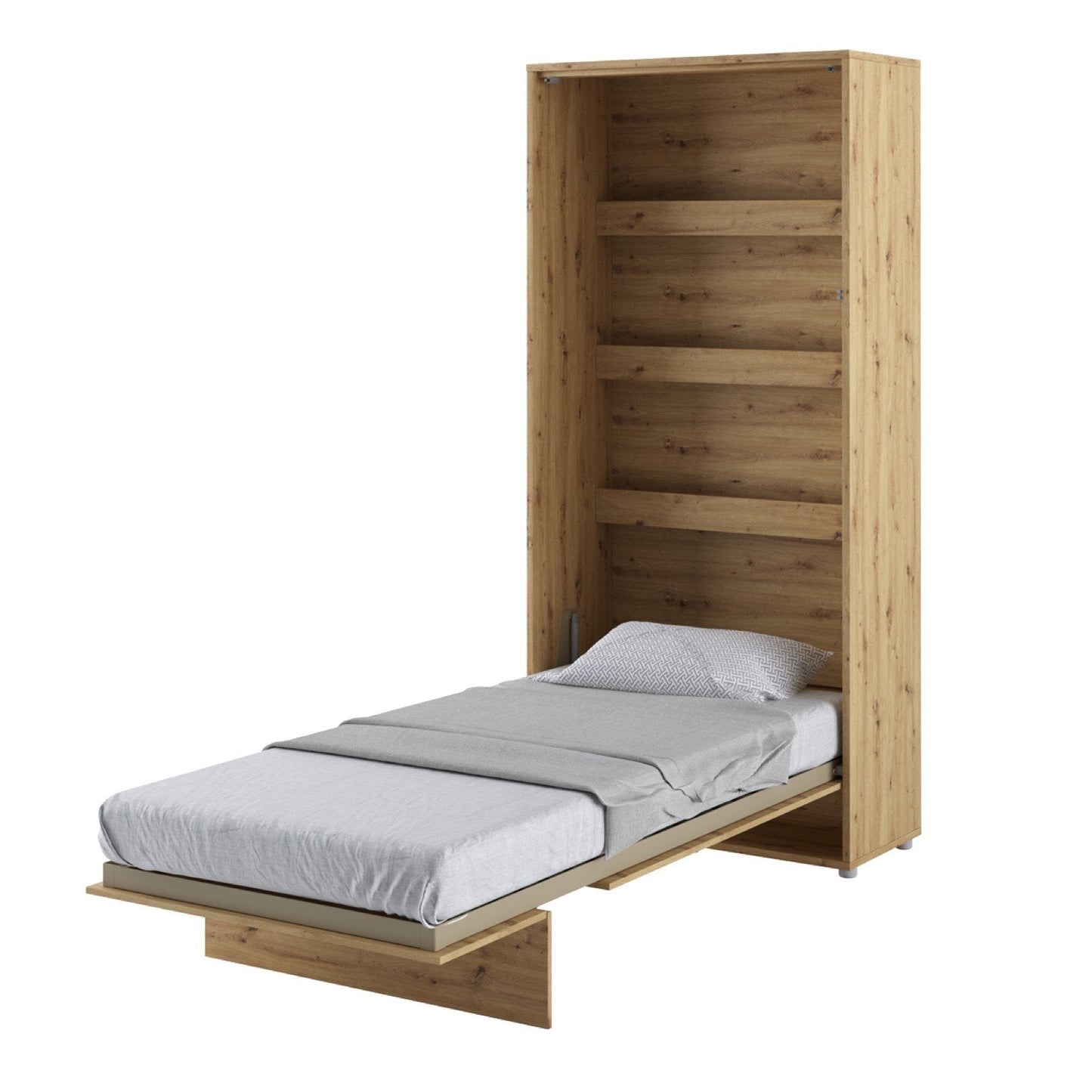 Vertical Folding Wall Bed – Single 90cm | Hidden Pull Down Bed with Gas Soft-Close & Locking System