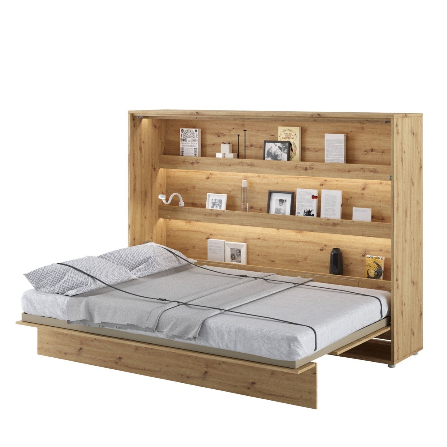 Horizontal Folding Wall Bed – Double 140cm | Hidden Pull Down Bed with Gas Soft-Close & Locking System