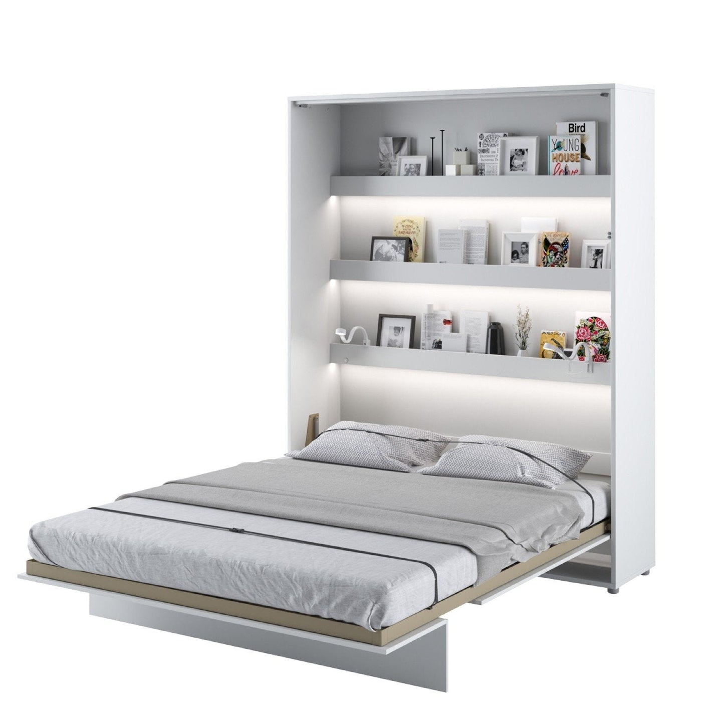 Vertical Folding Wall Bed – EU King 160cm | Hidden Pull Down Bed with Gas Soft-Close & Locking System