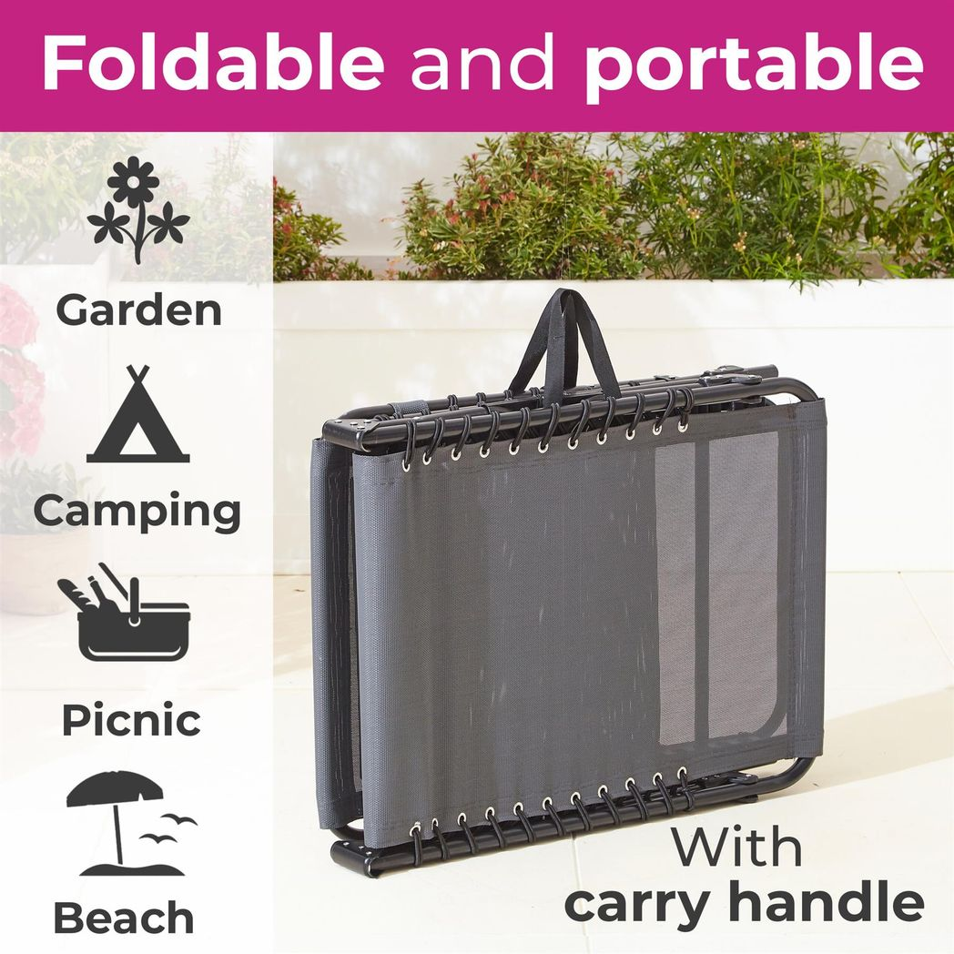 Two Neo Grey Outdoor Folding Sun Loungers
