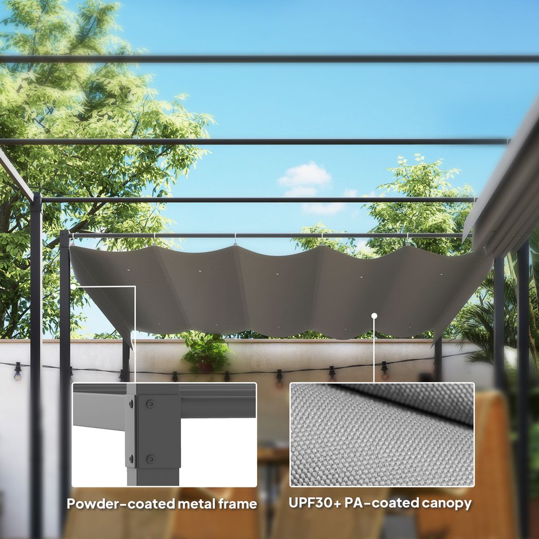 Outsunny 3 x 3(m) Garden Pergola with Retractable Roof, UPF30+